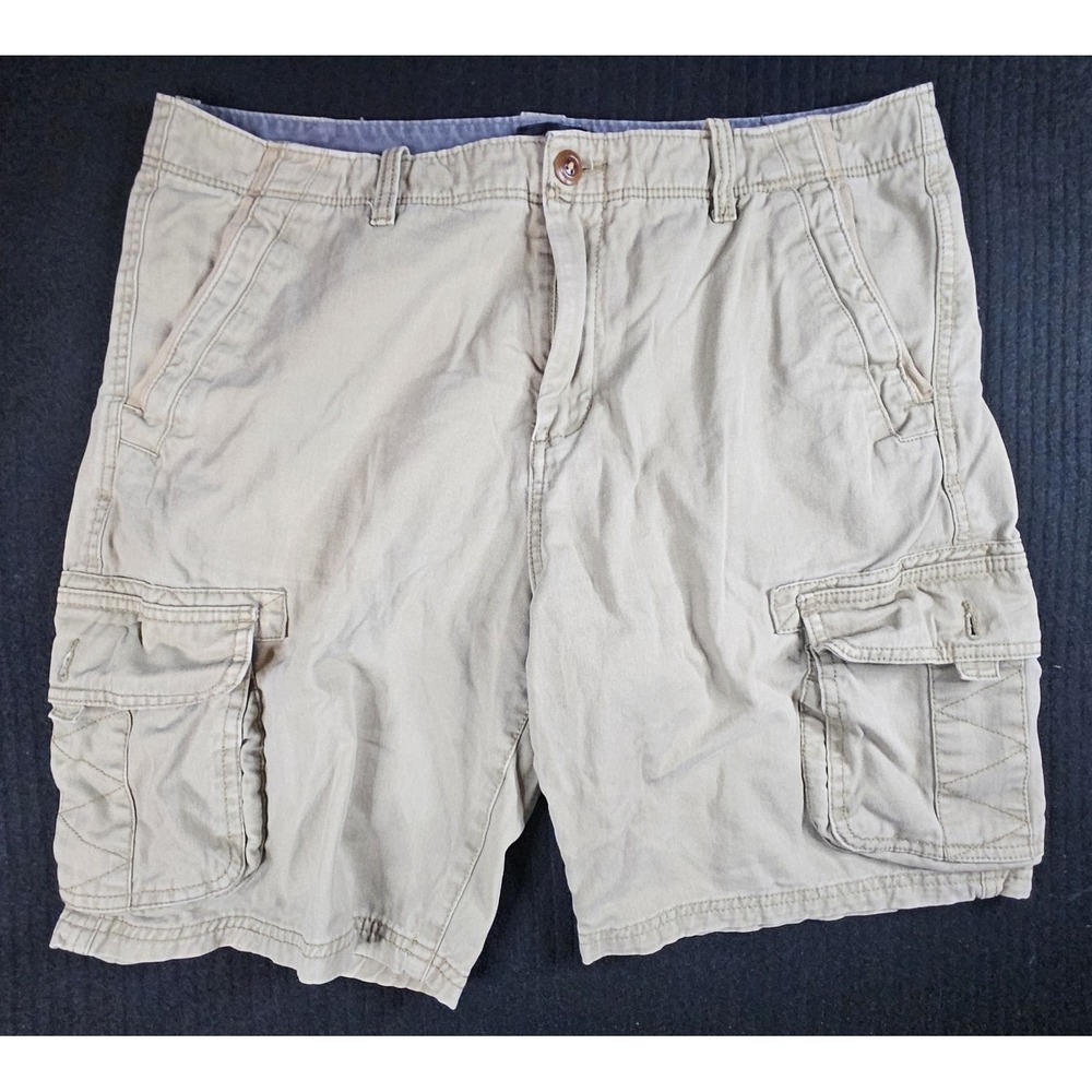 Quiksilver Men's Cargo Shorts Size 34 Khaki Tan Regular Fit Cotton Multi-Pocket